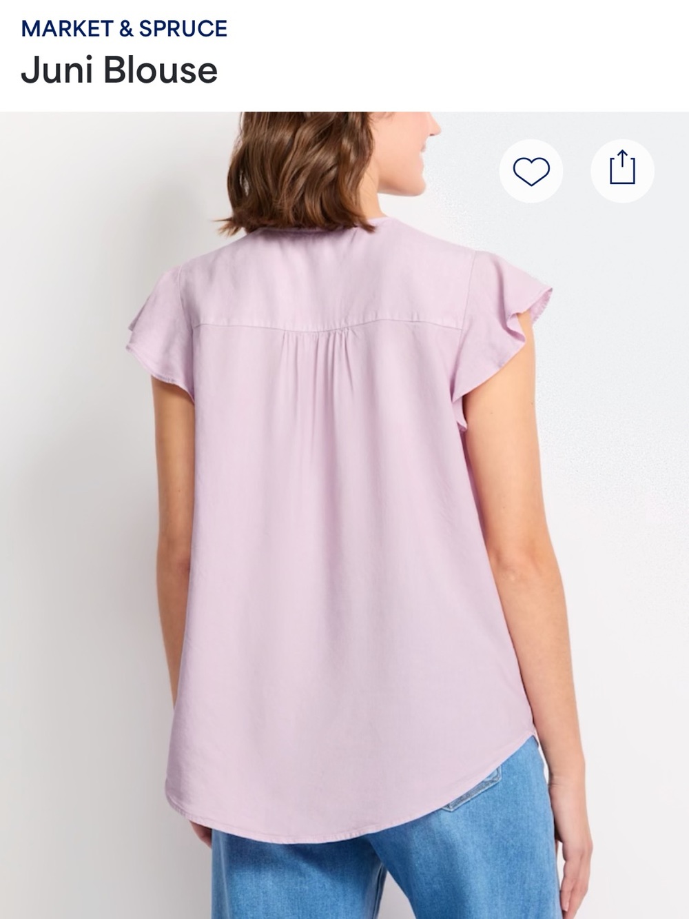 Lavender Button-Front Ruffle Sleeve Blouse - Picture 7 of 8